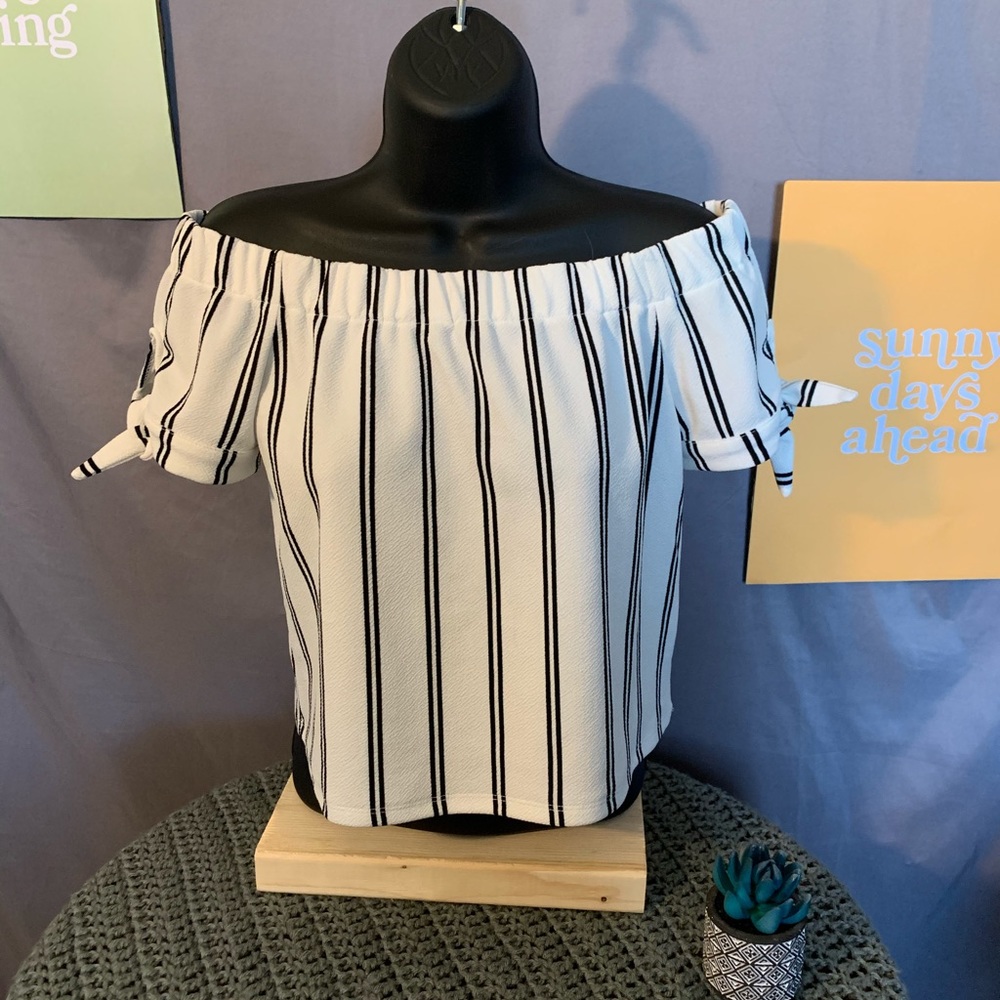 Off the shoulder striped top